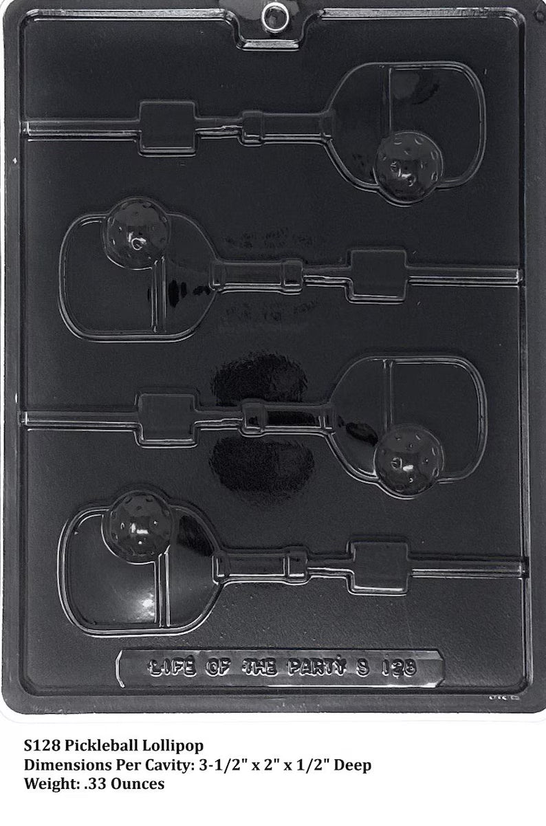 Pickleball Chocolate Lollipop Mold | 4 Cavity Sports Candy Mold for Chocolate, Candy Melts & Party Favors