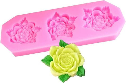 Peony Silicone Mold for Fondant & Chocolate 3 Cavity