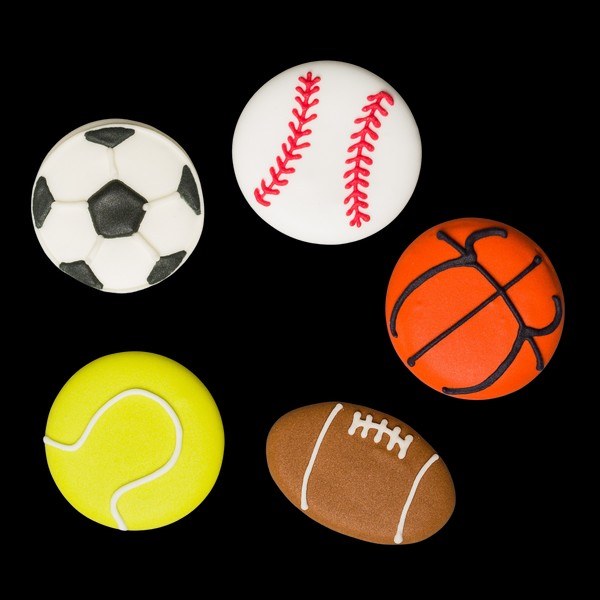 Edible Decorations Sports Ball Royal Icing 3/4in 4-Count