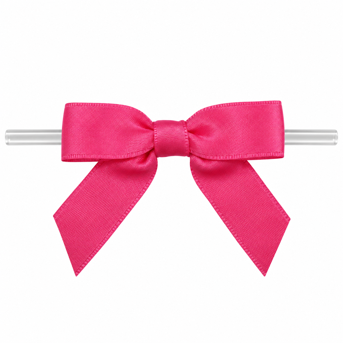 Pink Grosgrain Pre-Tied Bows with Twist Ties – 2.5 Inch, 6 Count