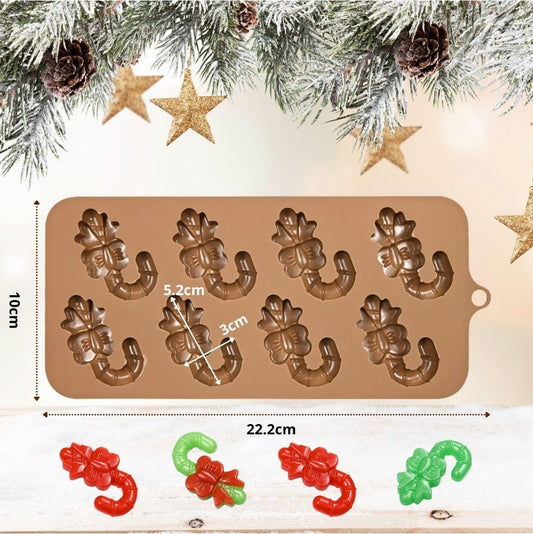 Silicone Candy Cane Chocolate Mold 8 Cavity