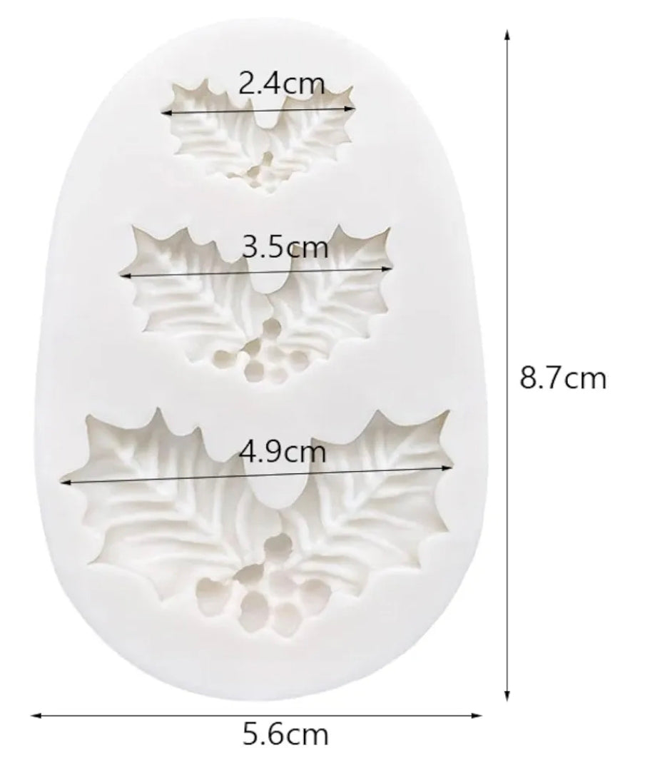 Holly Leaf Silicone Mold 3 Cavity
