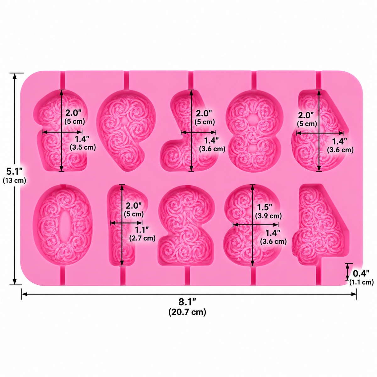 Floral Number Lollipop Silicone Mold – 0–9