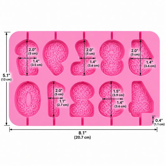 Floral Number Lollipop Silicone Mold – 0–9