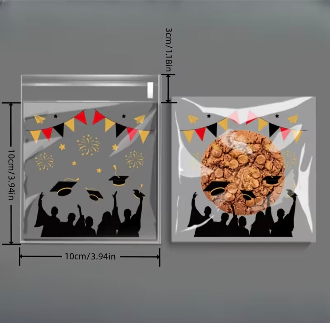 Graduation Self Sealing Treat Bags 4x4 20 Count