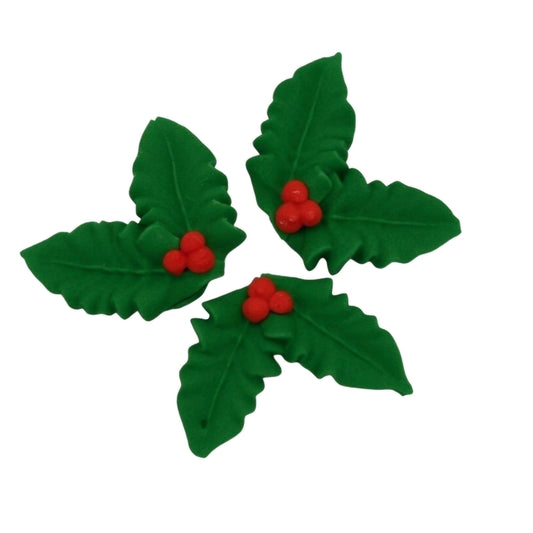 Edible Decorations Holly & Berry 10 Count