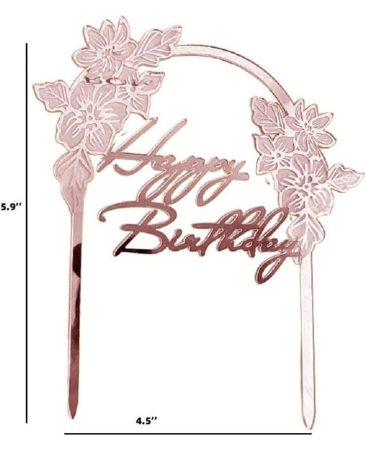 Happy Birthday Floral Pink Topper