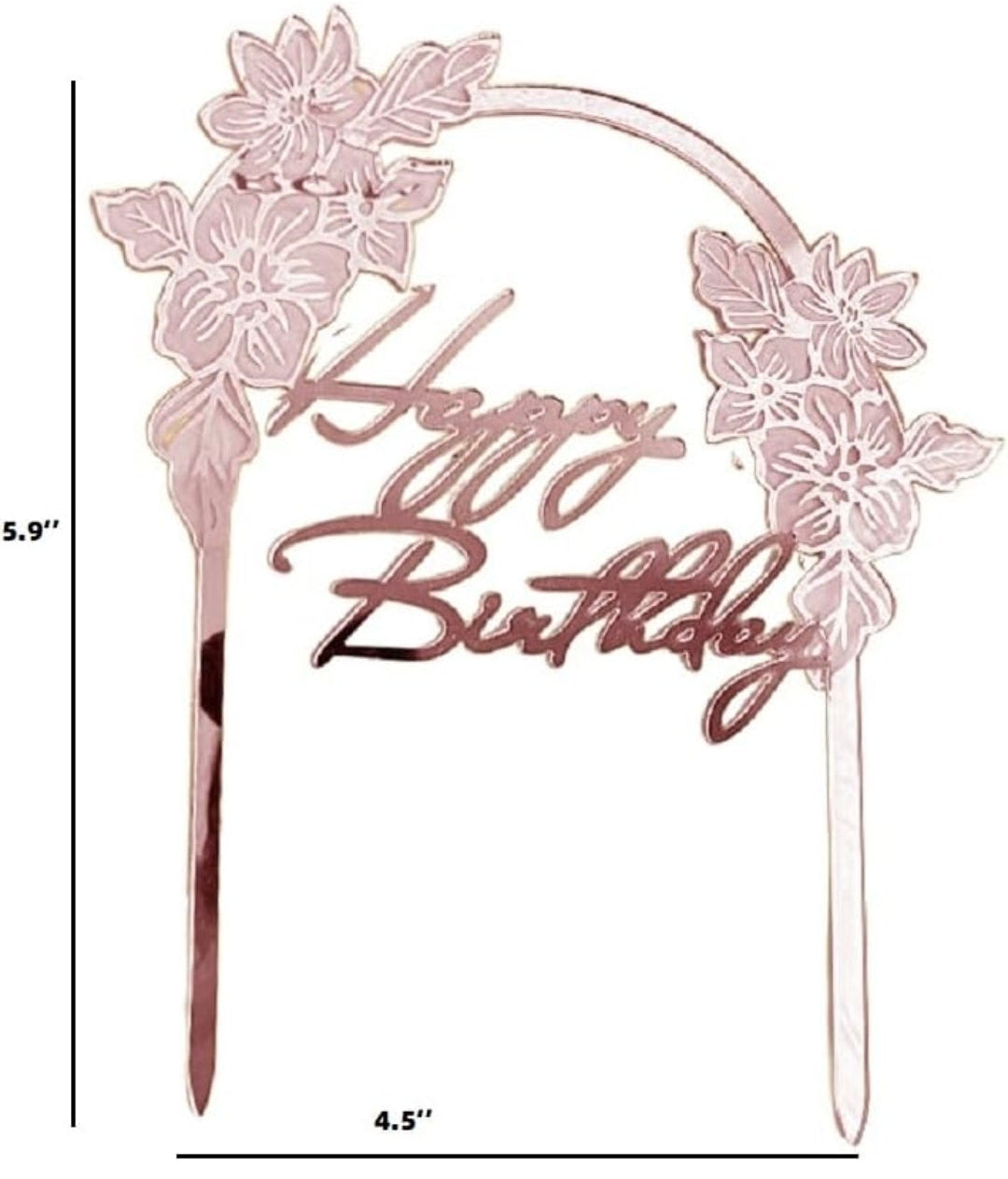 Happy Birthday Floral Pink Cake Topper