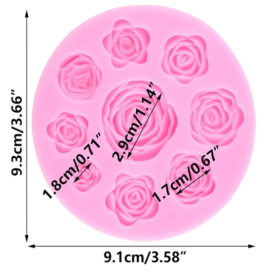 Rose Candy Mold – Floral Silicone Mold 9 Cavity