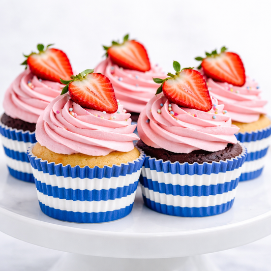Royal Blue & White Striped Cupcake Liners 50-count