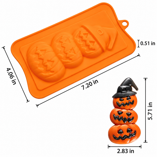 Stacked Jack-O-Lantern Silicone Mold – Halloween Pumpkin Chocolate Bar Mold