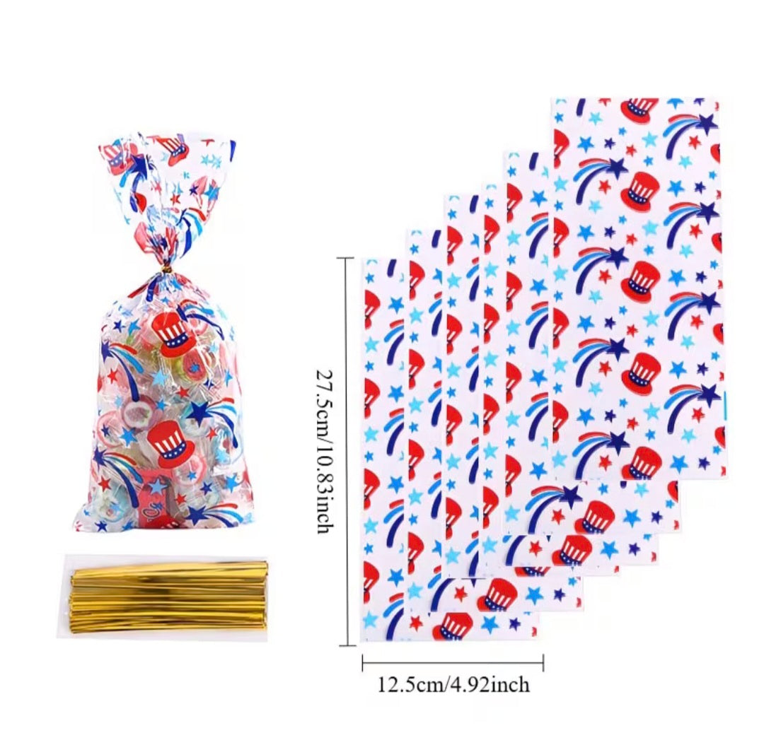Patriotic Cello Treat Bags 20 Count