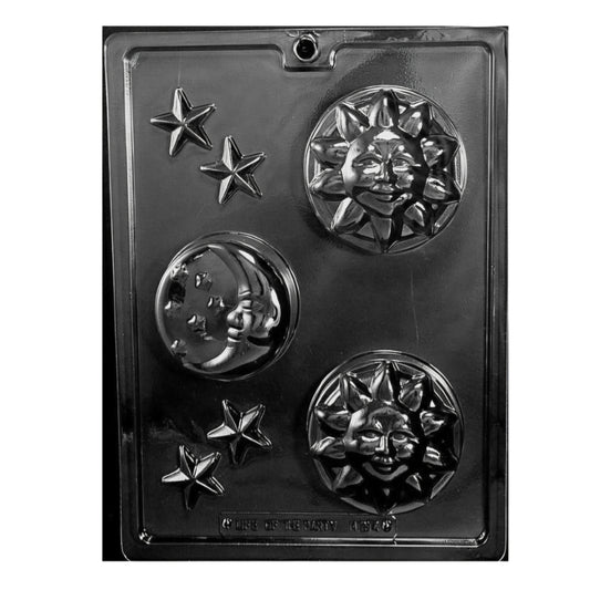 Celestial Chocolate Bar Mold – Moon & Star Round Breakable Candy Bar Mold