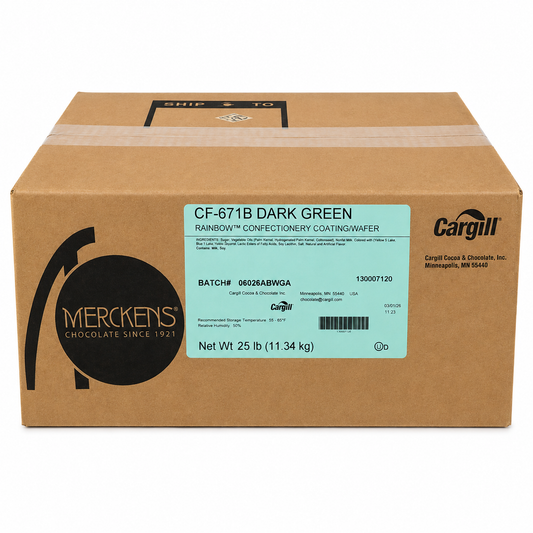 Merckens Dark Green Chocolate Wafers 25lbs Bulk Case