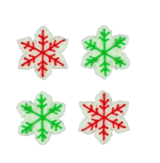 Edible Decorations Snowflakes Red And Green 12 Pack