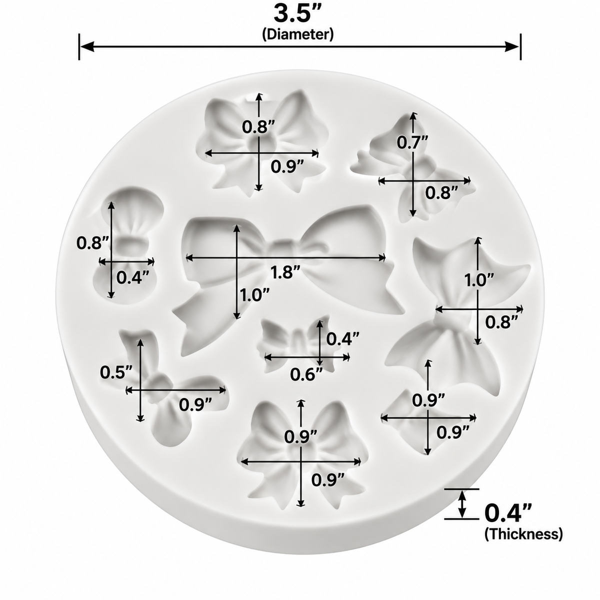 Assorted Bow Fondant & Gum Paste Silicone Mold – 8 Designs