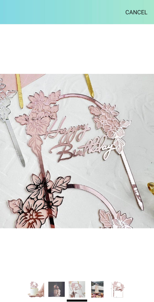 Happy Birthday Floral Pink Topper