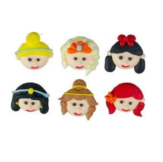 Edible Decorations Mini Princess Face 1in 6-Count