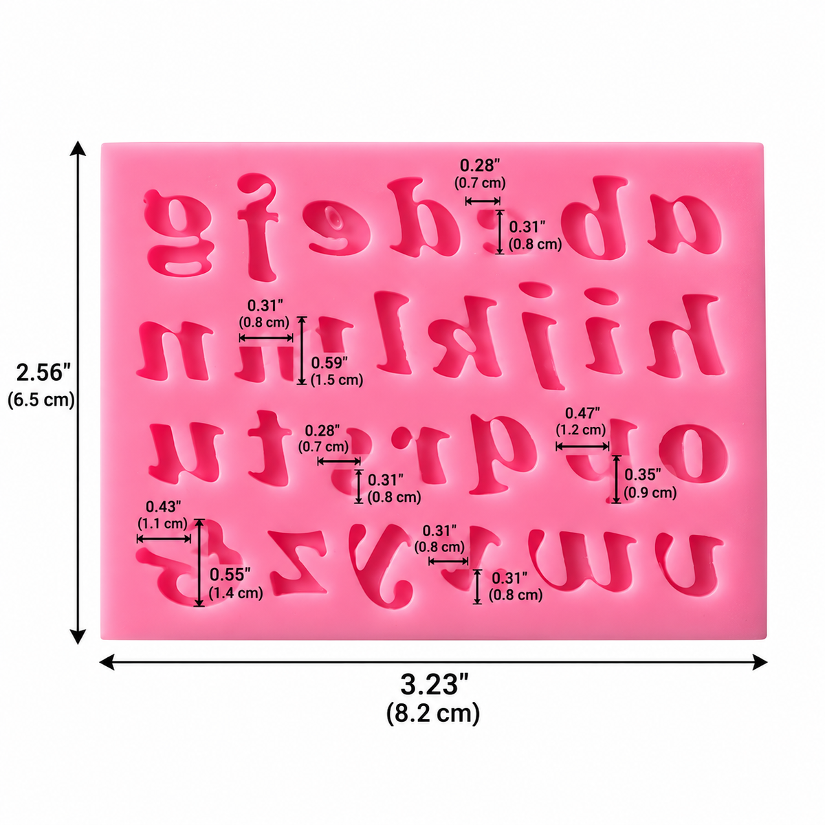 Lowercase Italic Alphabet Fondant & Gum Paste Silicone Mold