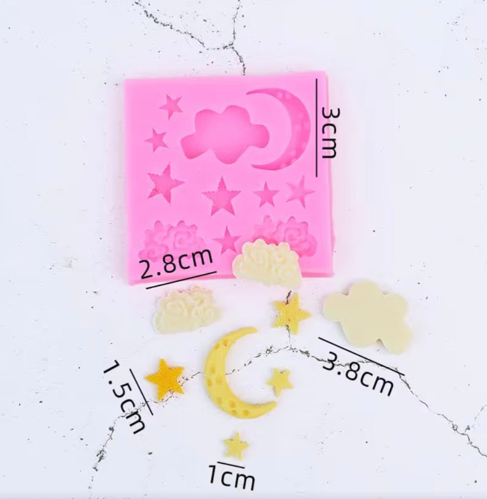 Celestial Moon Stars Clouds Night Sky Silicone Fondant Mold