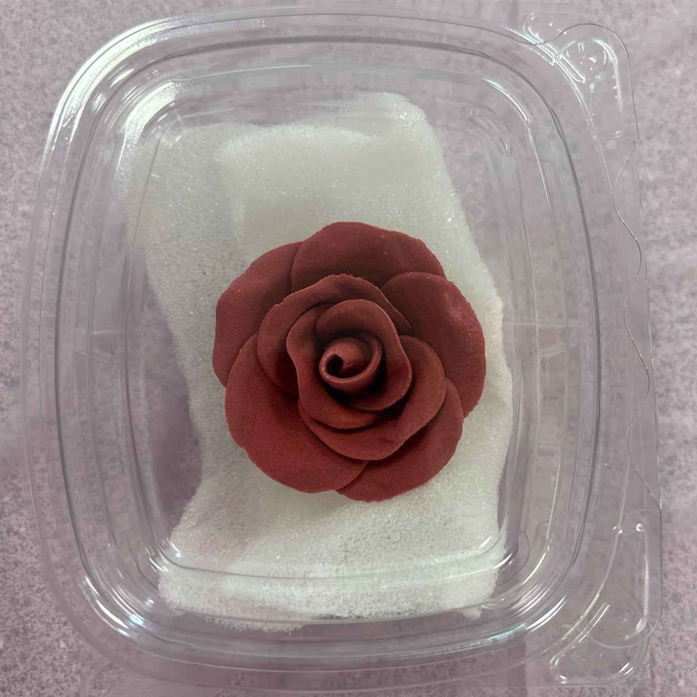 Burgundy Rose Gum Paste Flower - 2" Cake Decoration