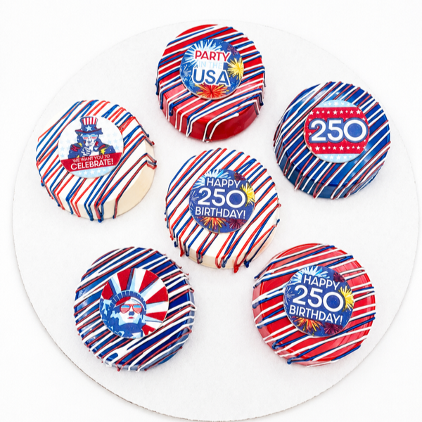 Patriotic Edible Cupcake & Oreo Disks | Party in the USA Made Simply™ Sugar Decorations 6 Count