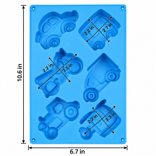 Cars & Trucks Silicone Baking Mold – 6 Cavity