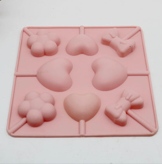 Sweetheart Hearts & Bows Silicone Lollipop Mold