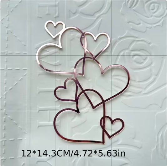 Cascading Hearts Rose Gold Cake Topper/Layon