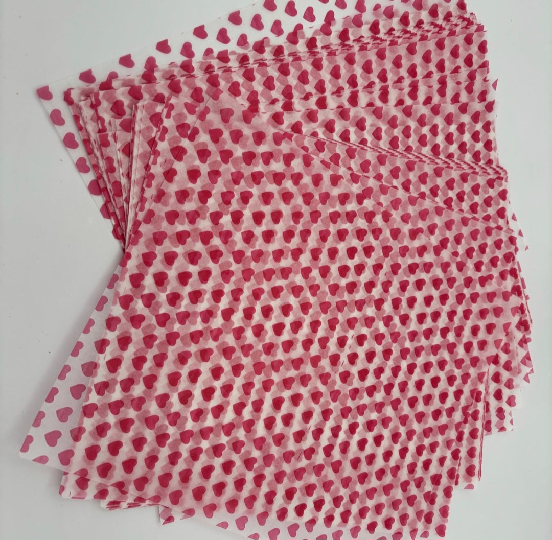 Hearts Wax Paper - Box of 50 Sheets