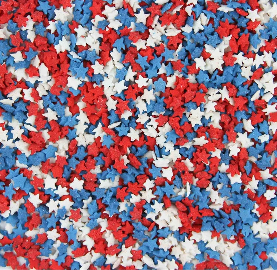 Confetti Sprinkles Stars Red White Blue 4 Oz