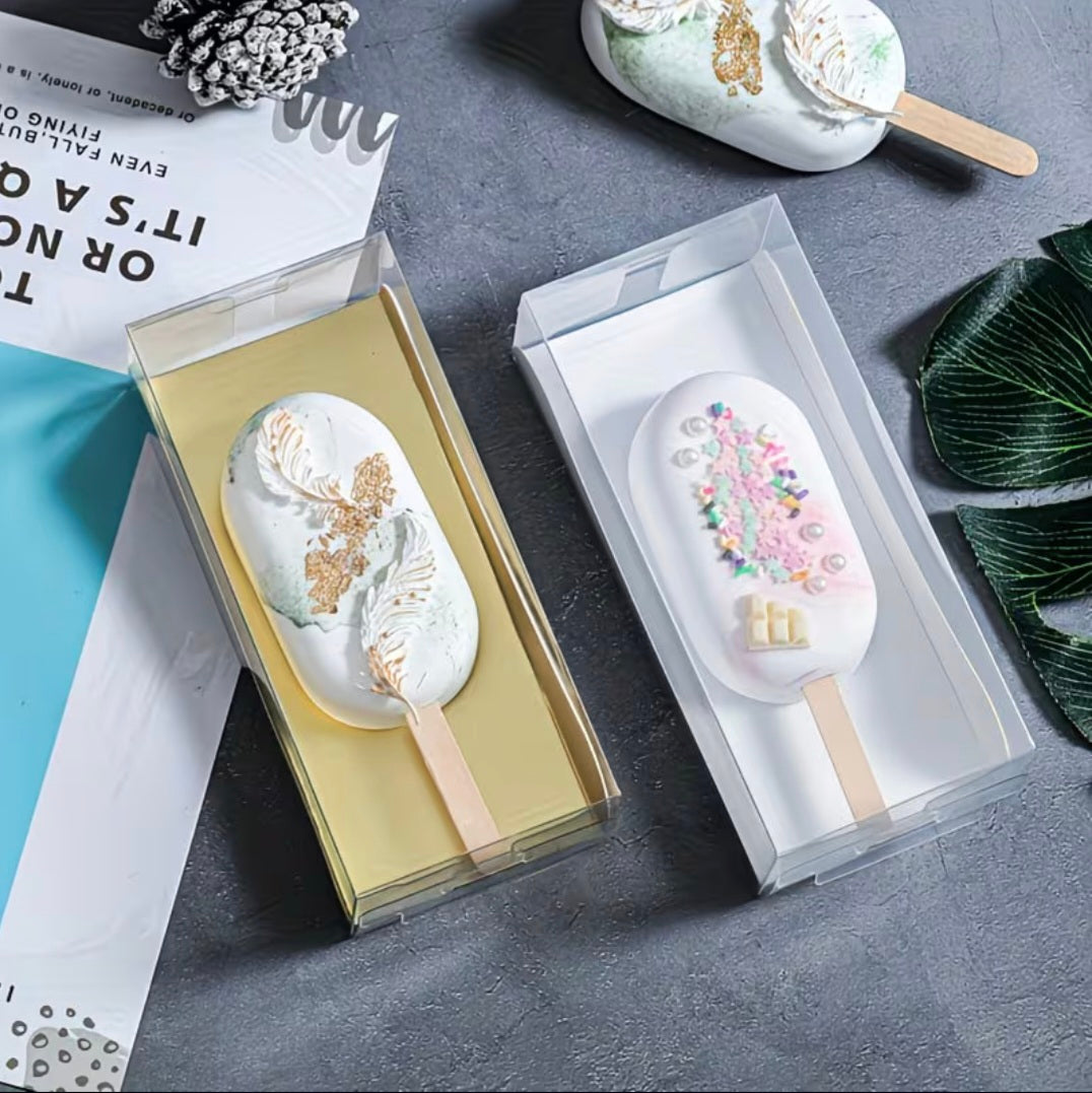 Clear Cakesicle Box Gold Insert 6 Count