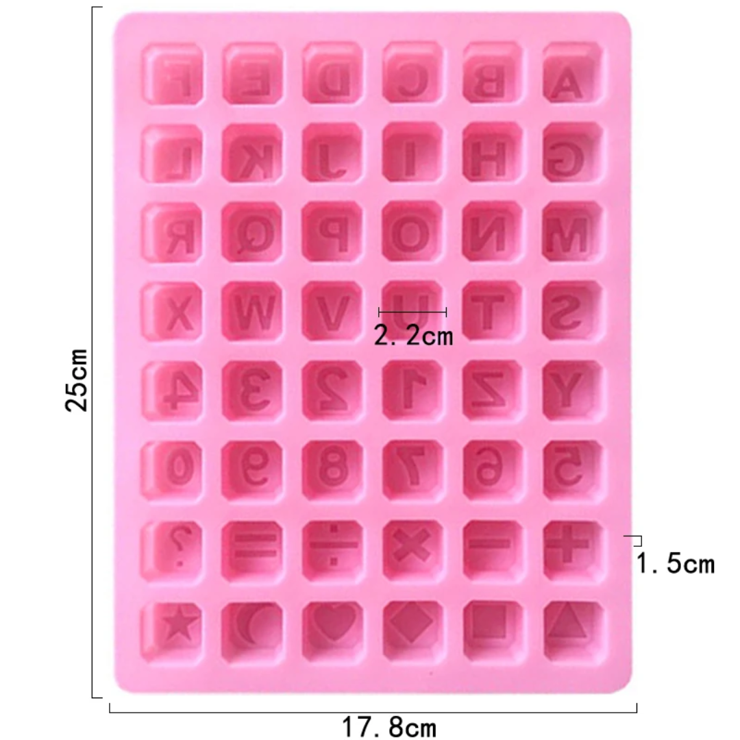 Alphabet Letters, Numbers & Math Symbols Cube Silicone Chocolate Mold