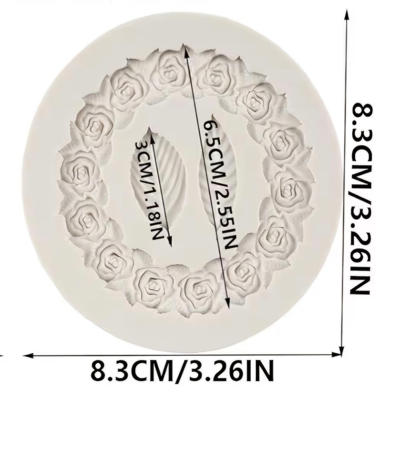 Rose Wreath with Leaves Silicone Mold