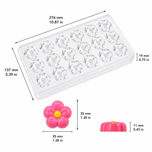 Mini 5-Petal Flower Chocolate Candy Mold – 18 Cavity