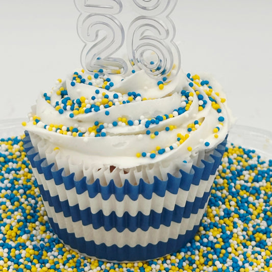 Royal Blue Yellow White Graduation Nonpareil Mix