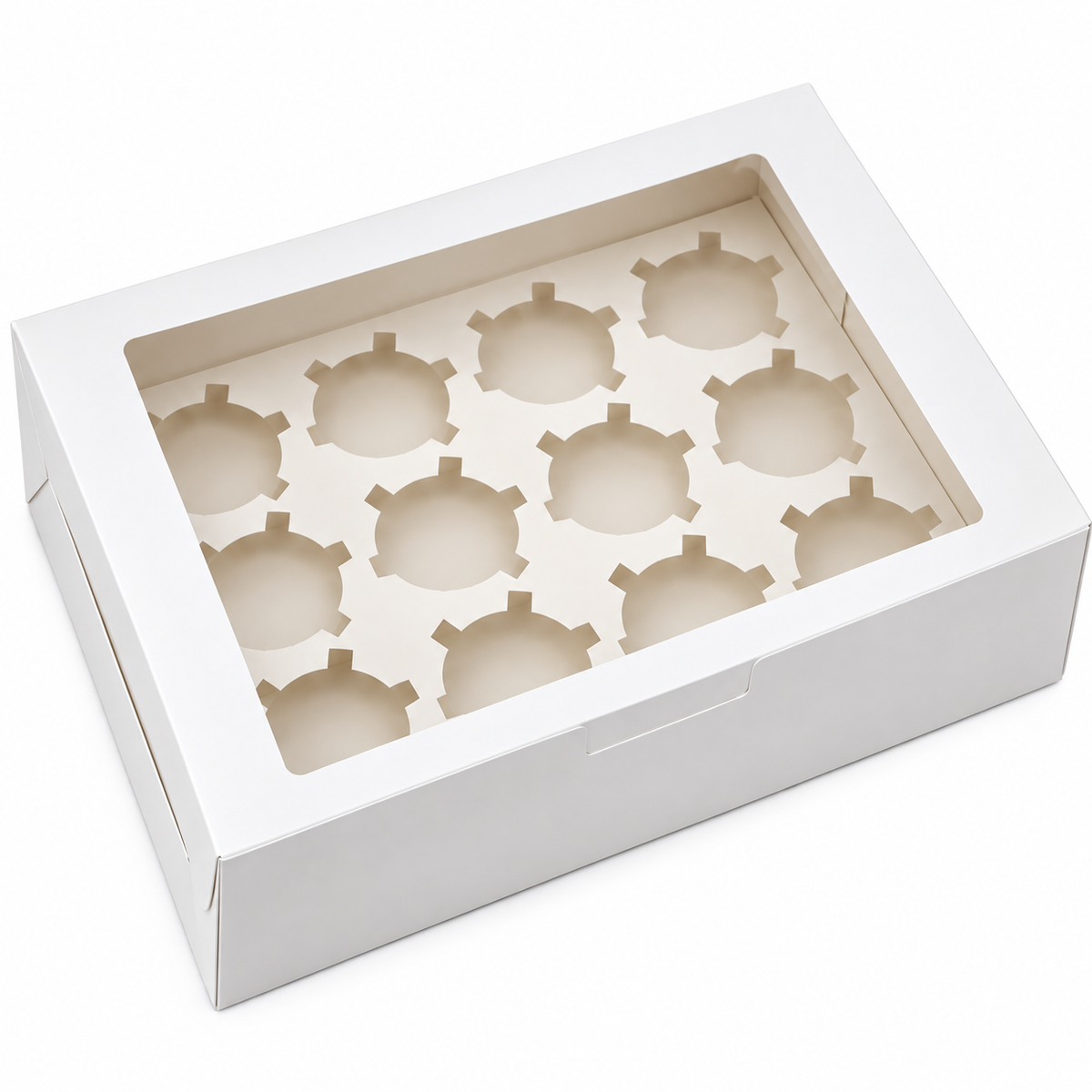 White Window Cupcake Box with Insert – 12 Cupcake