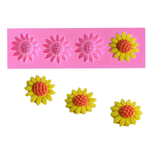 Mini Sunflower Silicone Mold – 4 Cavity Fondant, Chocolate & Candy Flower Mold