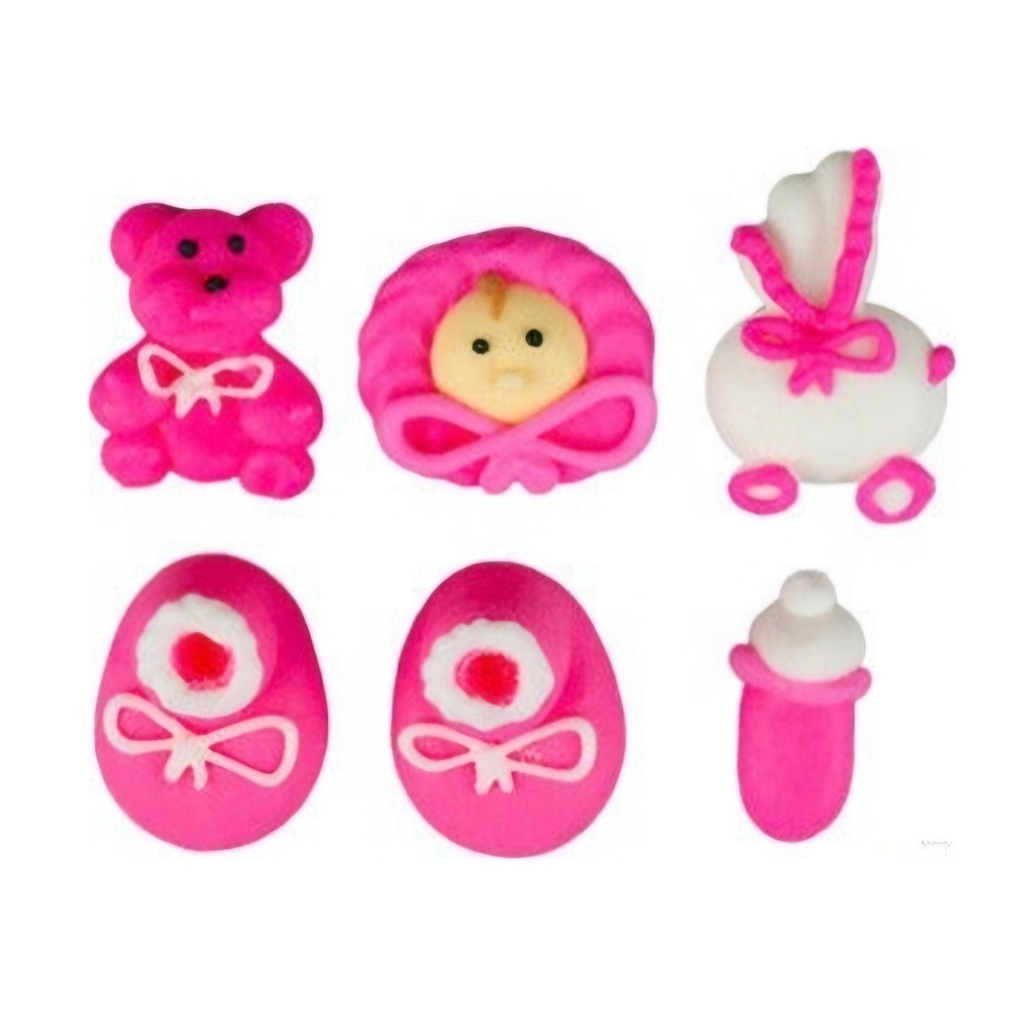 Edible Decorations Baby Royal Icing Pink 1in 6-Count