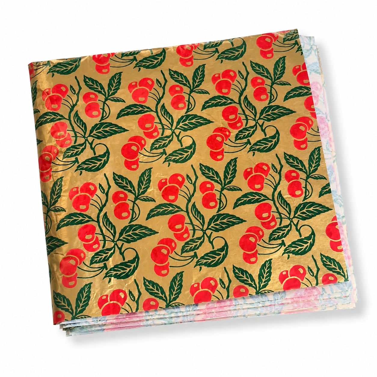 Leaves & Cherries Foil Candy Wrappers 4x4 in – Chocolate Foils, 125 Count