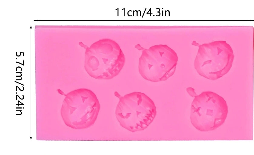 Halloween Jack-o-Lantern Fondant Mold - 6 Cavity Pumpkin Face Cake Decorating
