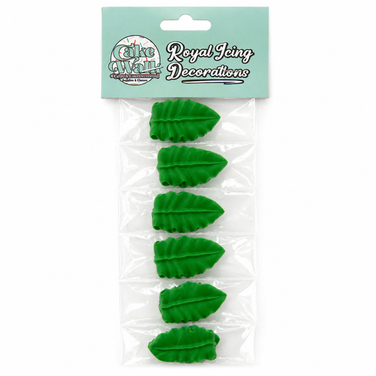 Green Leaf Royal Icing Decorations – 1 1/2 Inch, 6 Count
