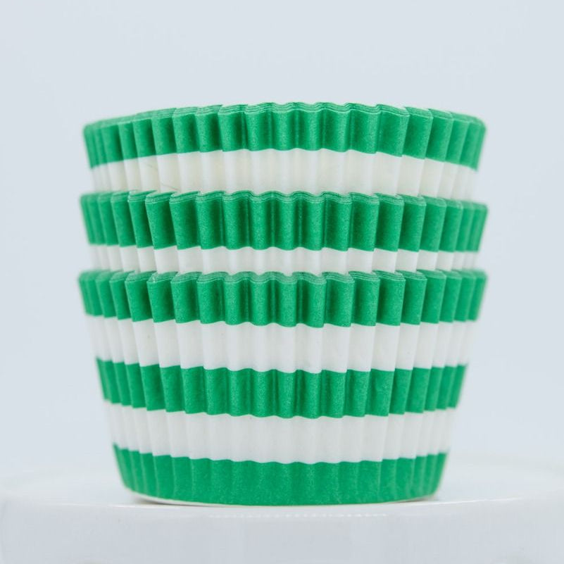Green & White Striped Cupcake Liners 50-count