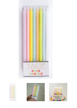 Pastel Glitter Candle Age 4