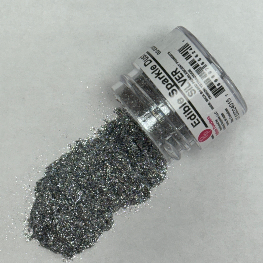 Edible Sparkle Glitter Silver .25 Oz