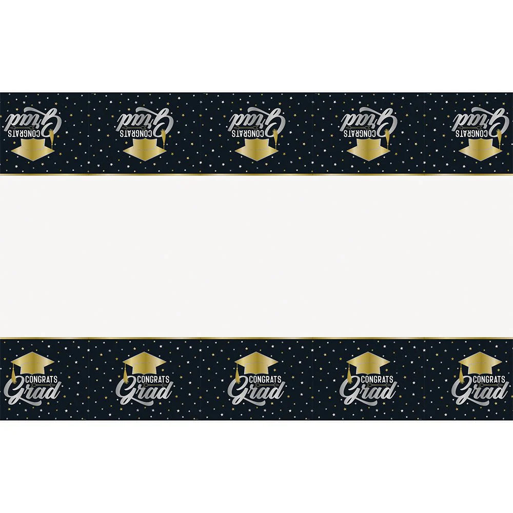 Stars & Caps Congrats Grad Plastic Tablecloth