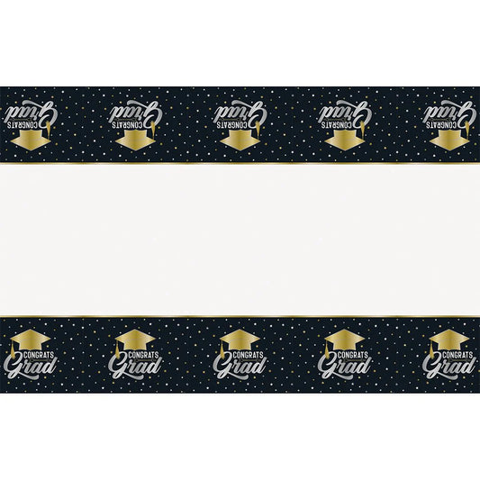 Stars & Caps Congrats Grad Plastic Tablecloth