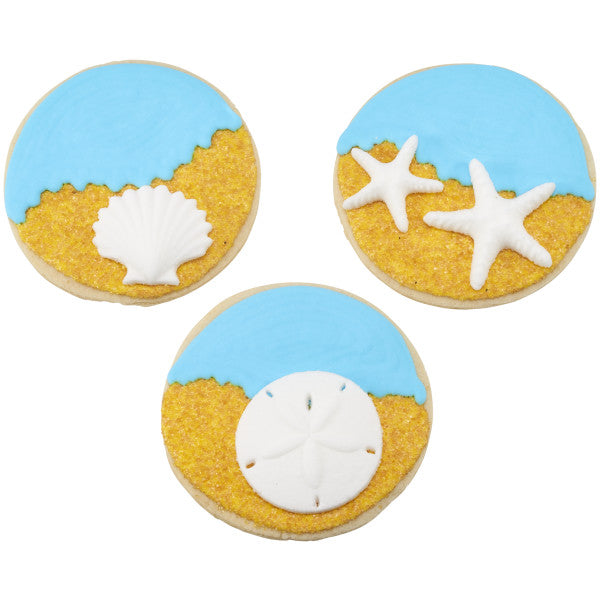 Beach Theme Edible Sugar Decorations | DecoPac Beachcomber Dec-Ons® Seashell & Starfish Cupcake Toppers