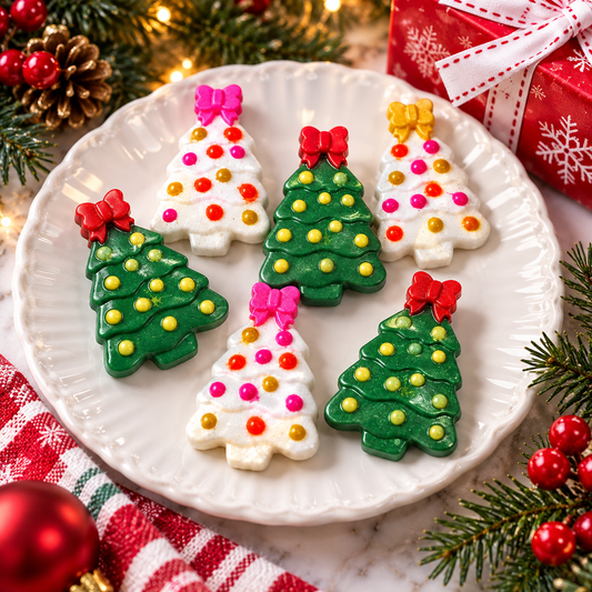 Christmas Tree Silicone Chocolate Mold with Bow – 6 Cavity Candy, Fondant & Holiday Treat Mold