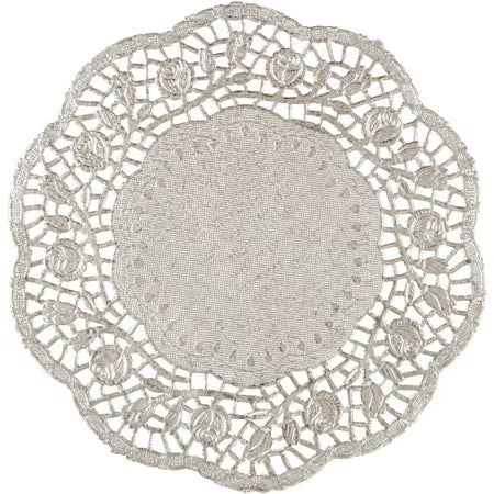 Unique Silver Paper Doiles 8.25 Inch 4 Count